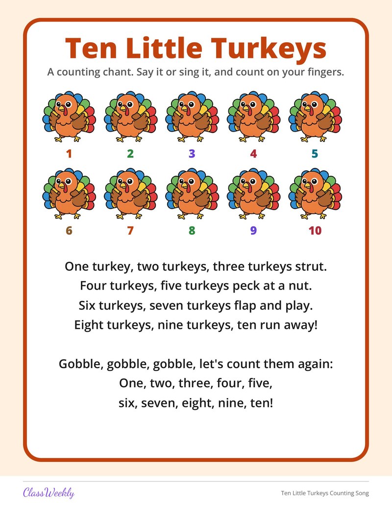 Ten Little Turkeys Counting Song