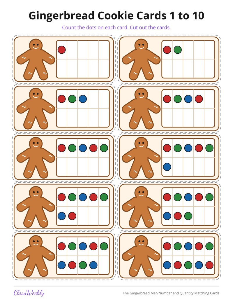 The Gingerbread Man Number and Quantity Matching Cards - Page 2