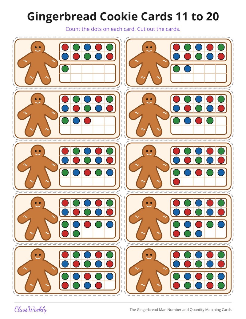 The Gingerbread Man Number and Quantity Matching Cards - Page 3