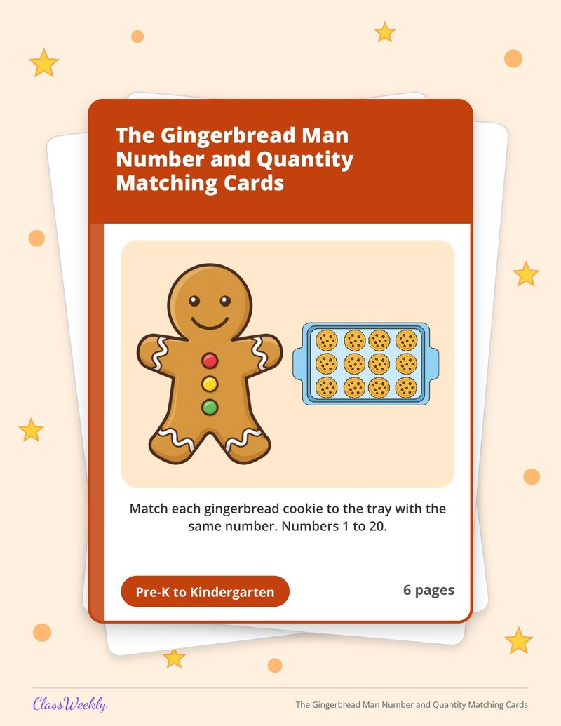 The Gingerbread Man Number and Quantity Matching Cards - Page 1