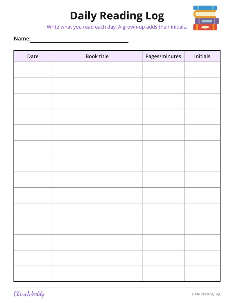Daily Reading Log