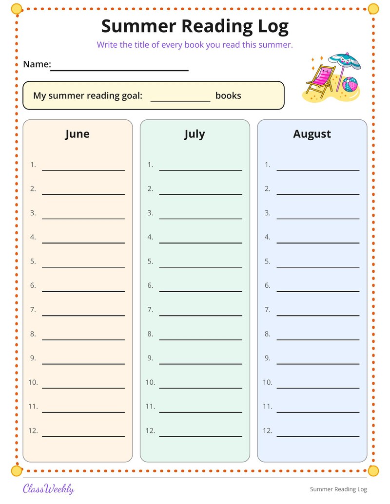 Summer Reading Log
