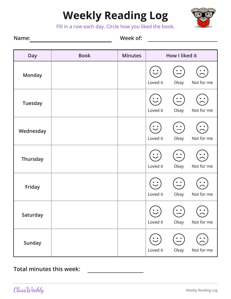 Weekly Reading Log