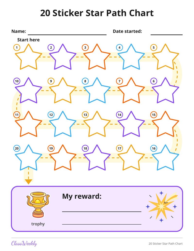 20 Sticker Star Path Chart