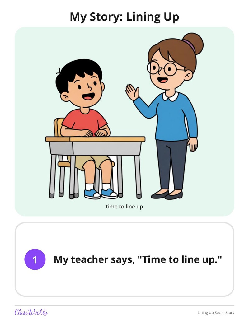 Lining Up Social Story