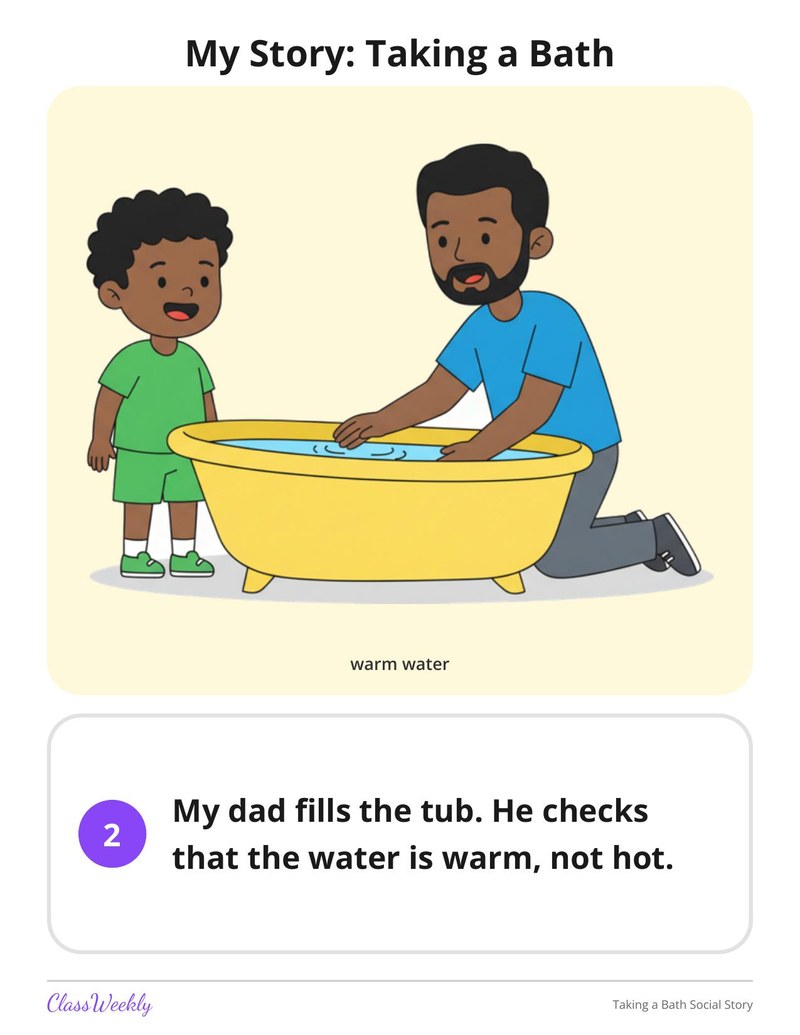 Taking a Bath Social Story - Page 3