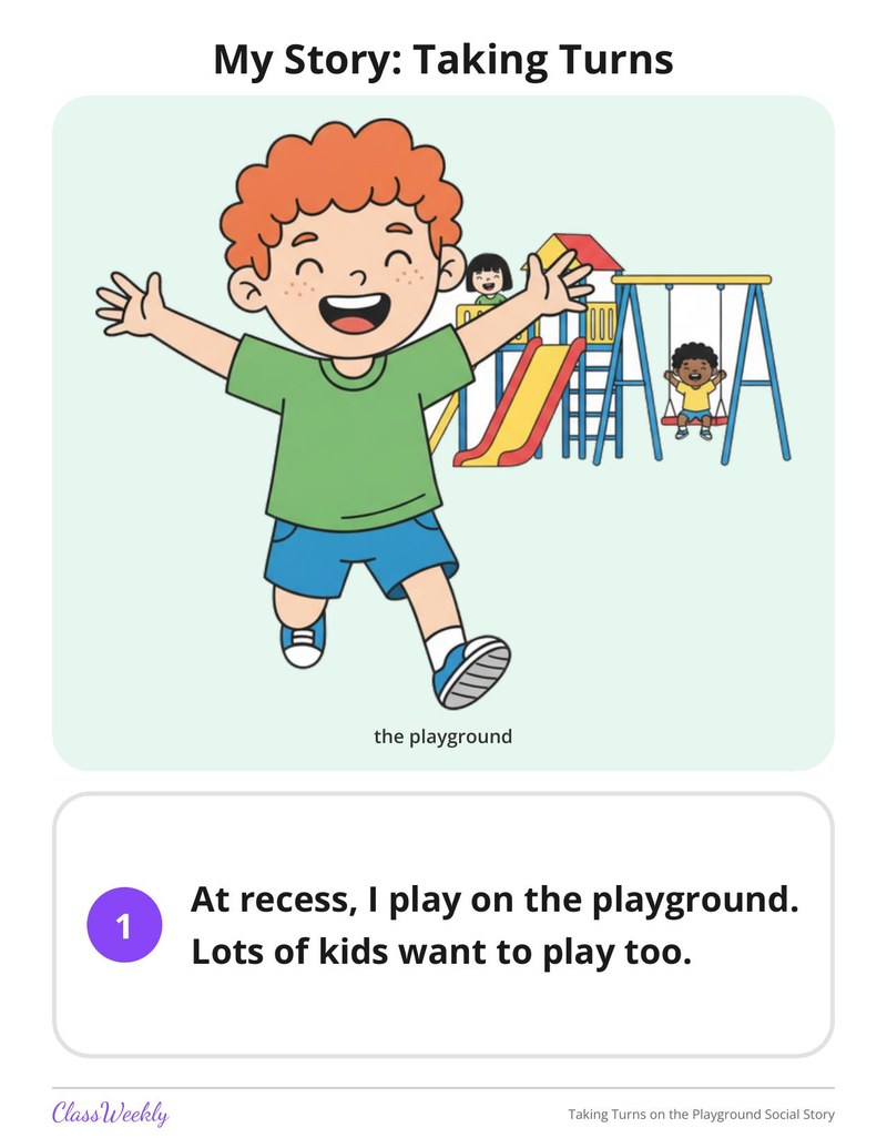 Taking Turns on the Playground Social Story - Page 2