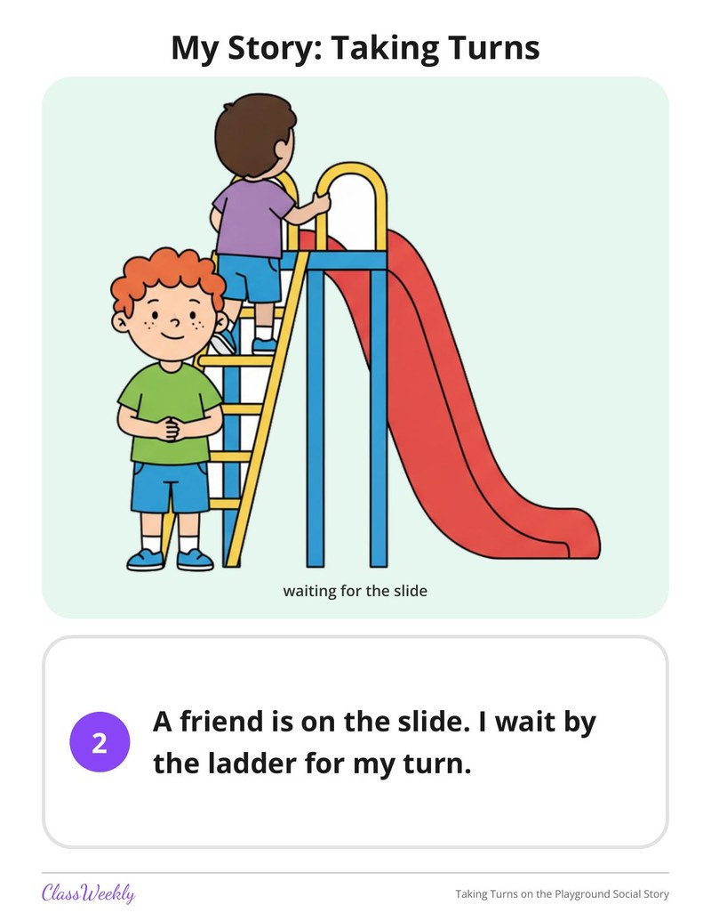 Taking Turns on the Playground Social Story - Page 3