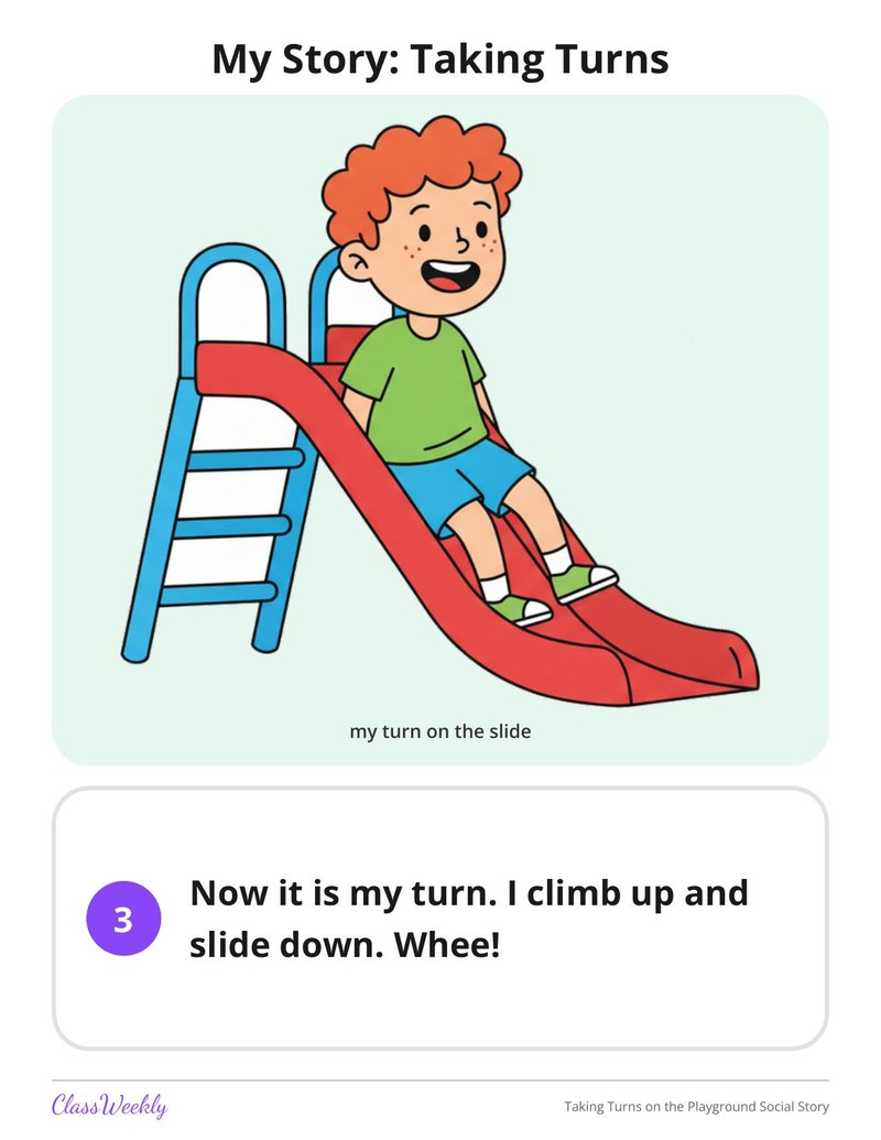 Taking Turns on the Playground Social Story - Page 4
