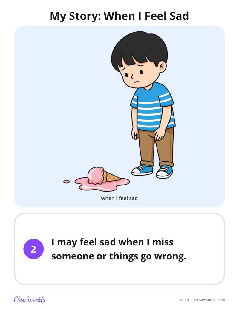 When I Feel Sad Social Story - Page 3
