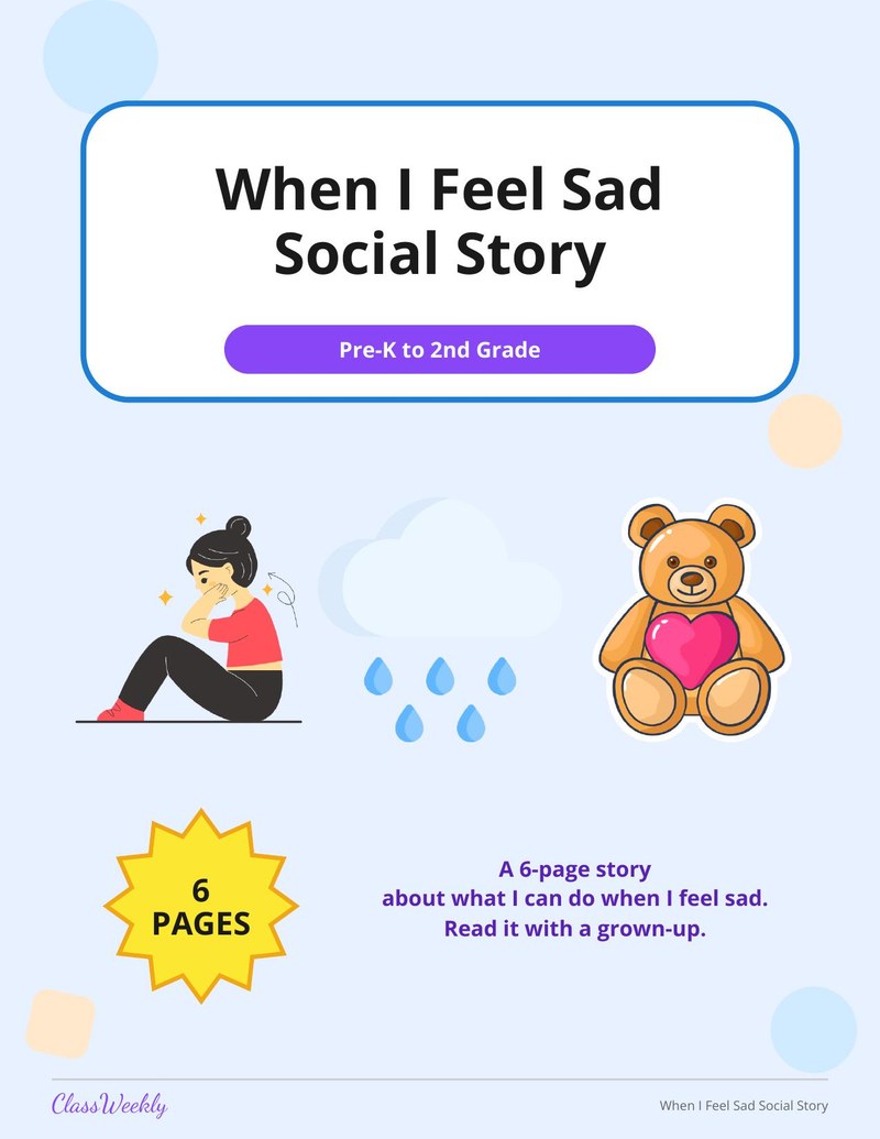 When I Feel Sad Social Story - Page 1