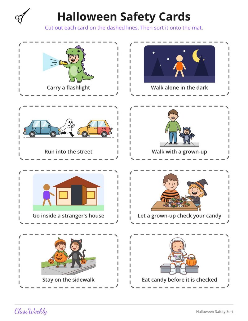 Halloween Safety Sort: Safe or Not Safe