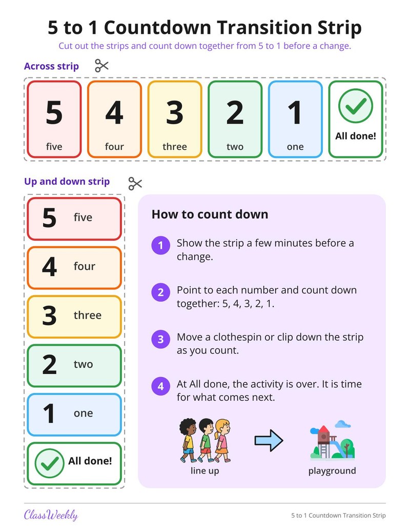 5 to 1 Countdown Transition Strip