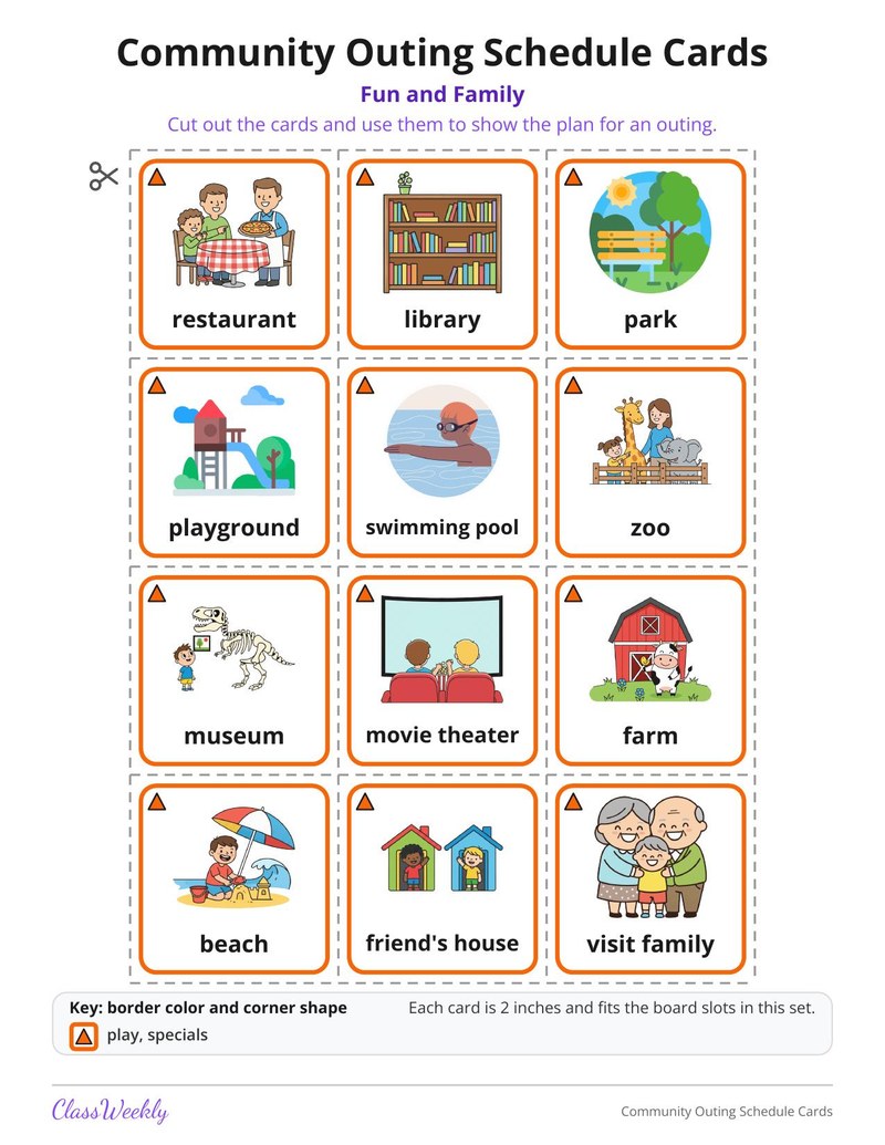 Community Outing Schedule Cards