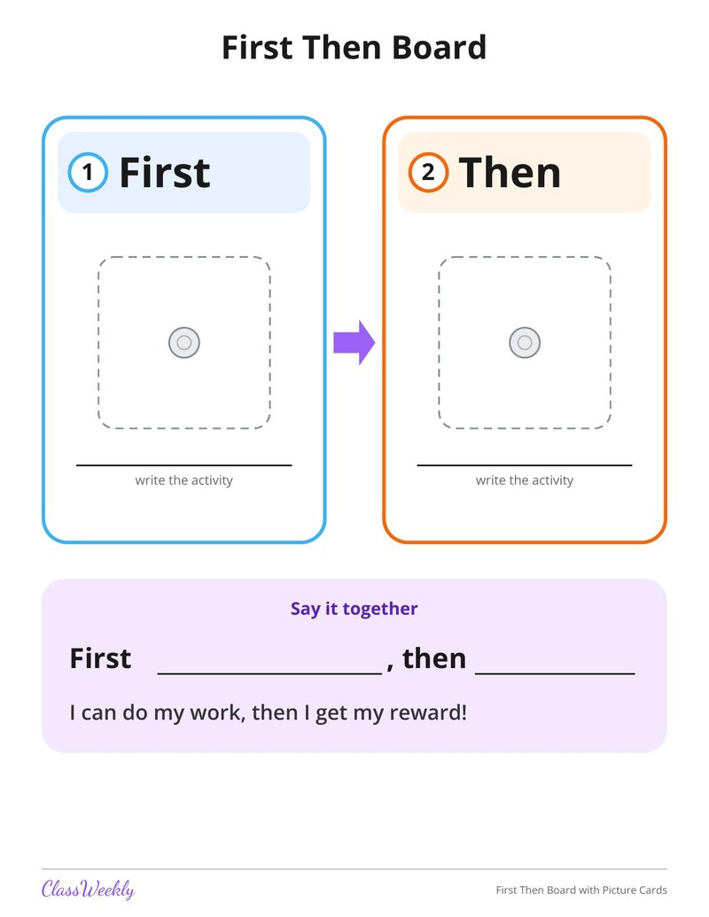 First Then Board with Picture Cards