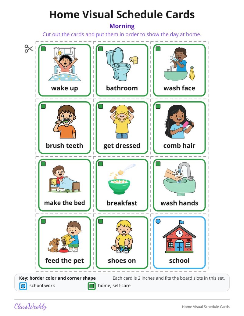 Home Visual Schedule Cards