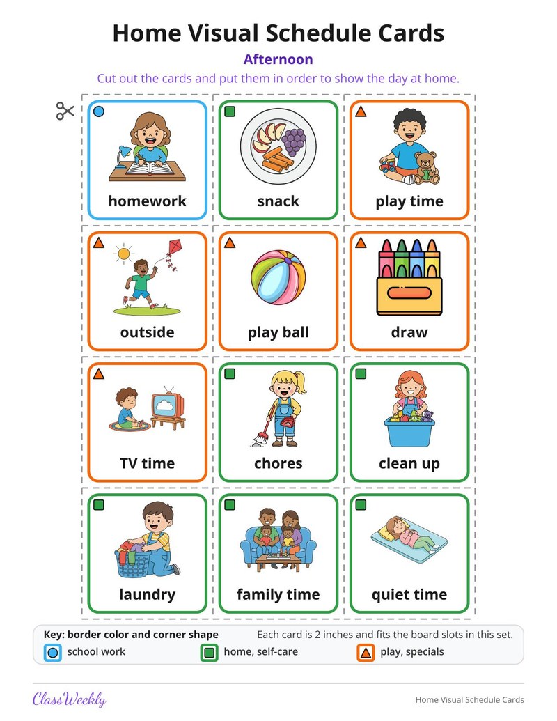 Home Visual Schedule Cards
