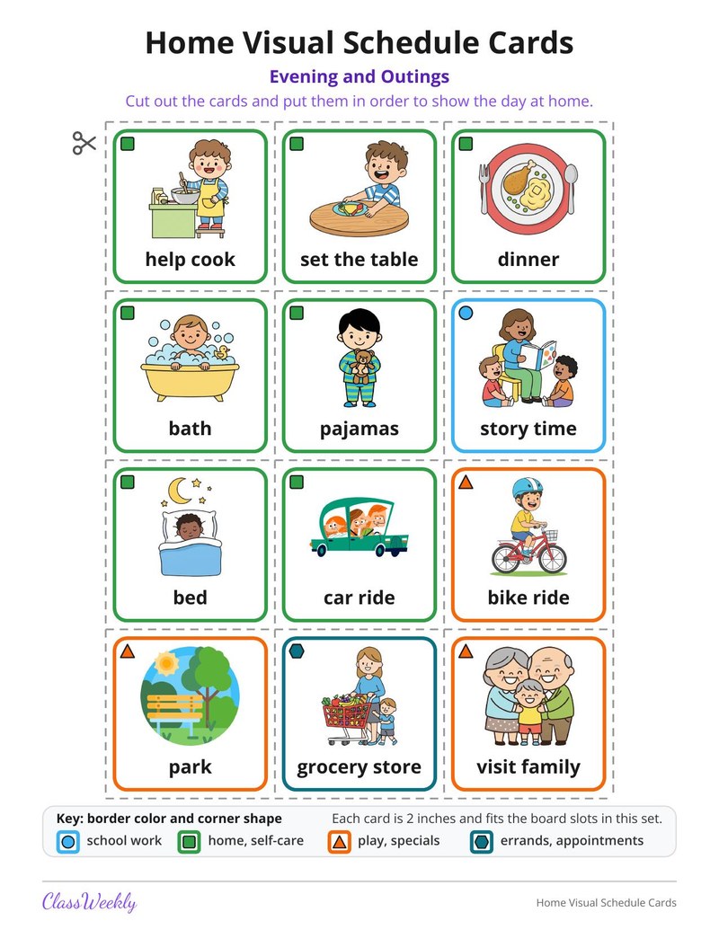 Home Visual Schedule Cards