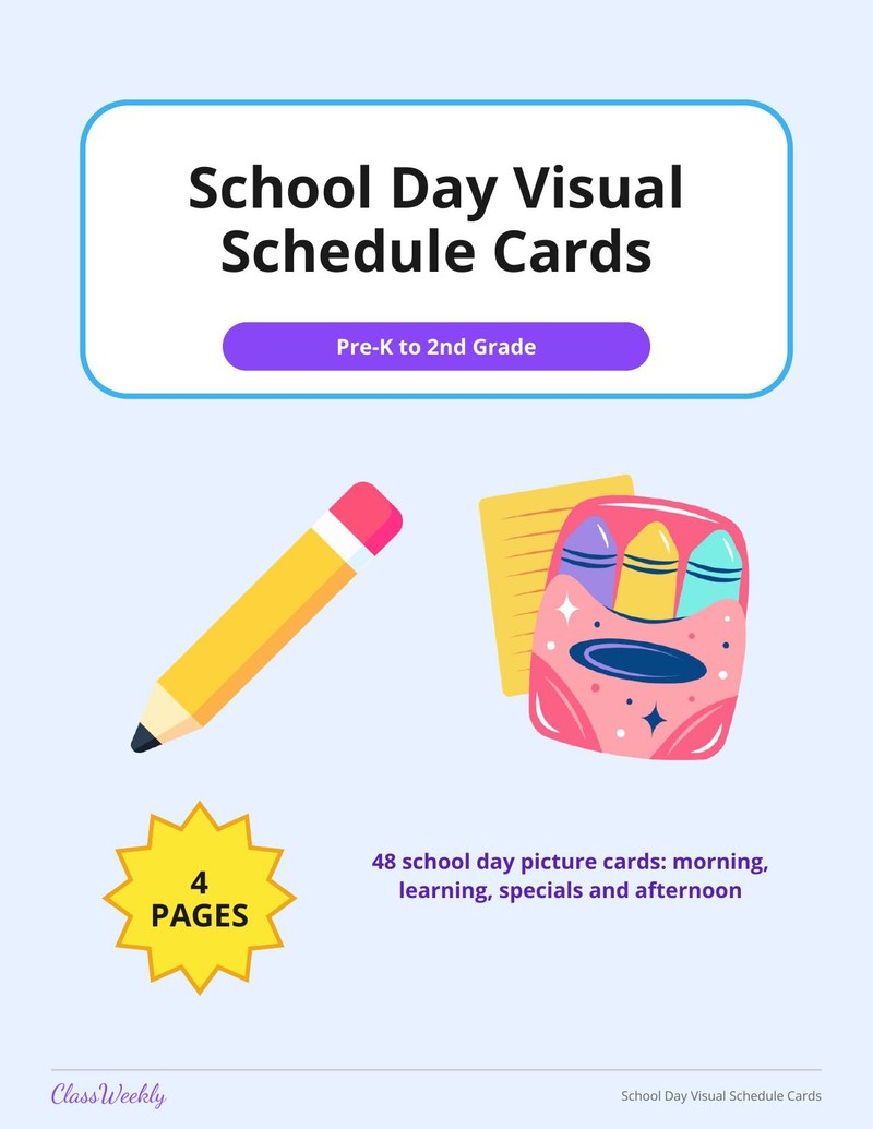 School Day Visual Schedule Cards - Page 1