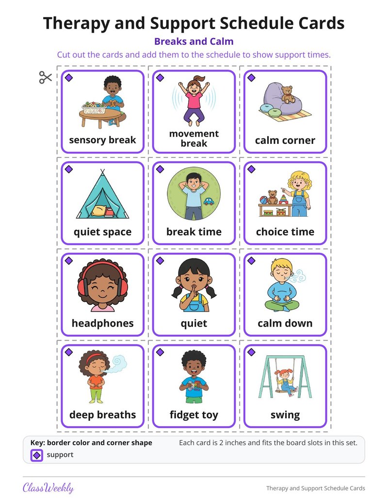 Therapy and Support Schedule Cards