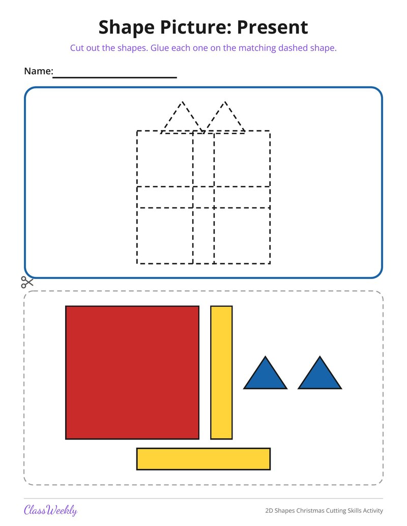 2D Shapes Christmas Cutting Skills Activity - Page 3
