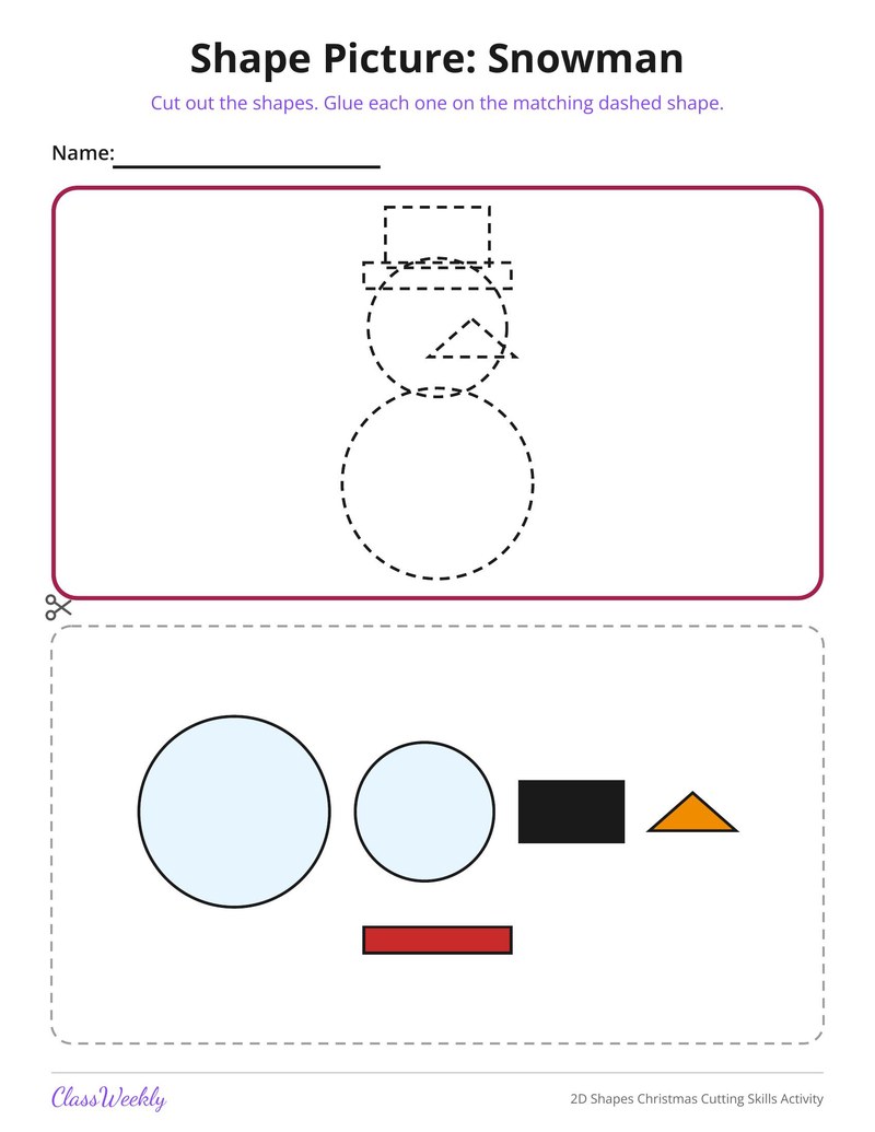 2D Shapes Christmas Cutting Skills Activity - Page 4
