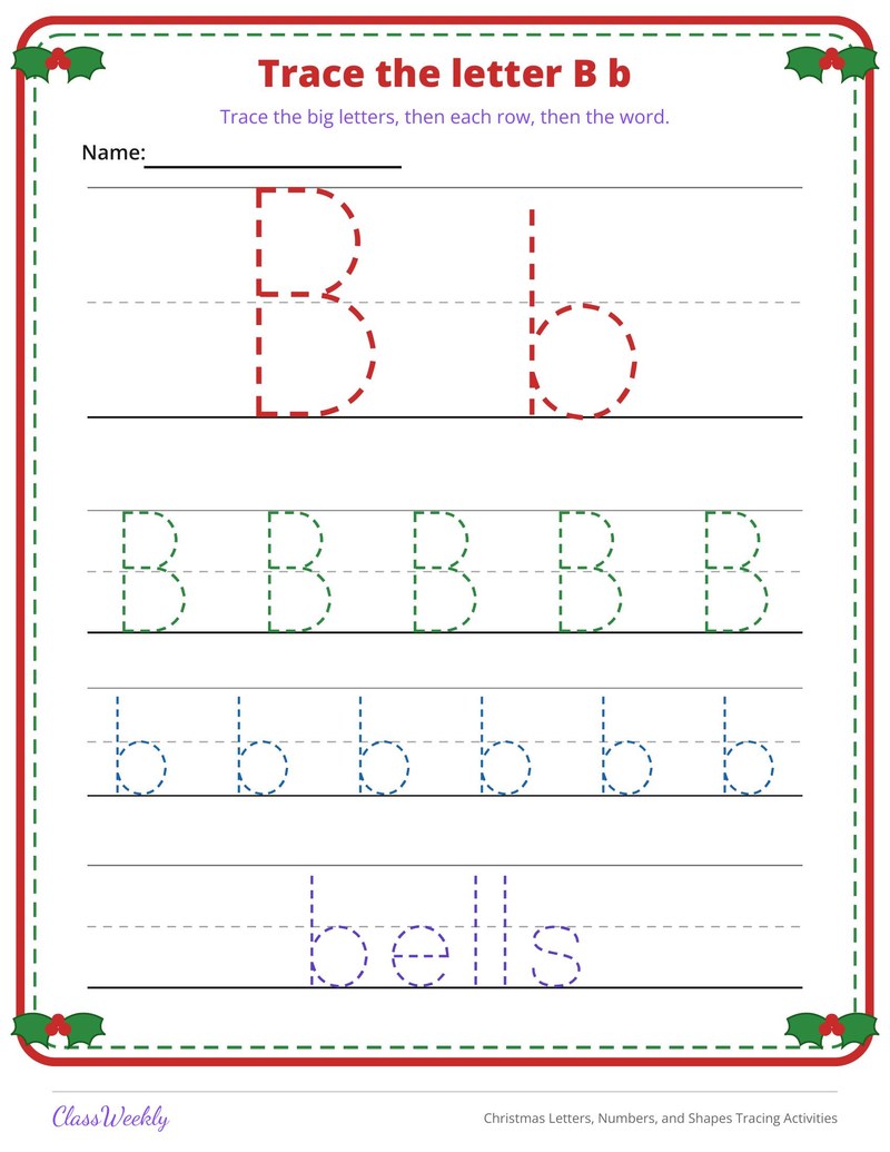 Christmas Letters, Numbers, and Shapes Tracing Activities - Page 3