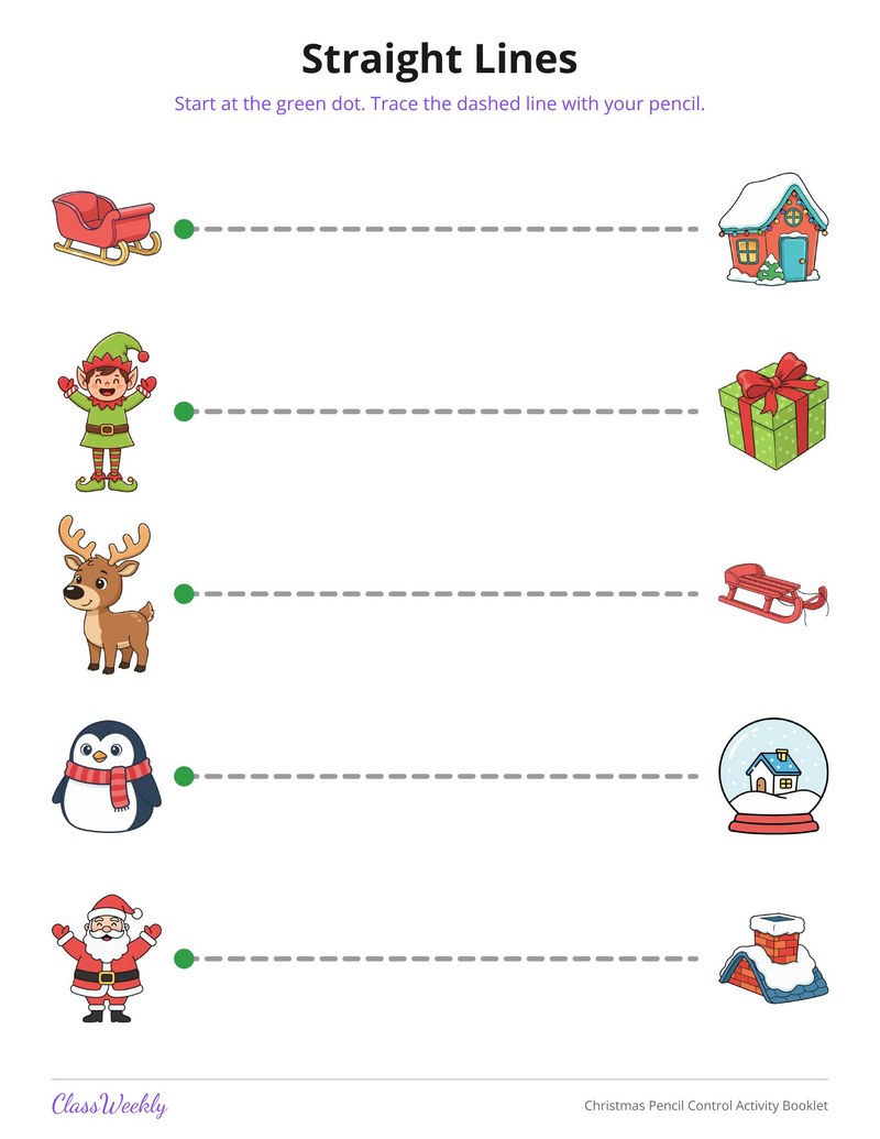 Christmas Pencil Control Activity Booklet - Page 2