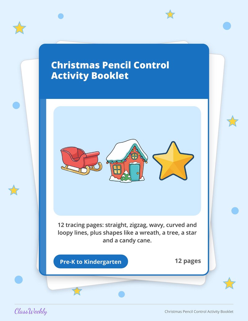 Christmas Pencil Control Activity Booklet - Page 1