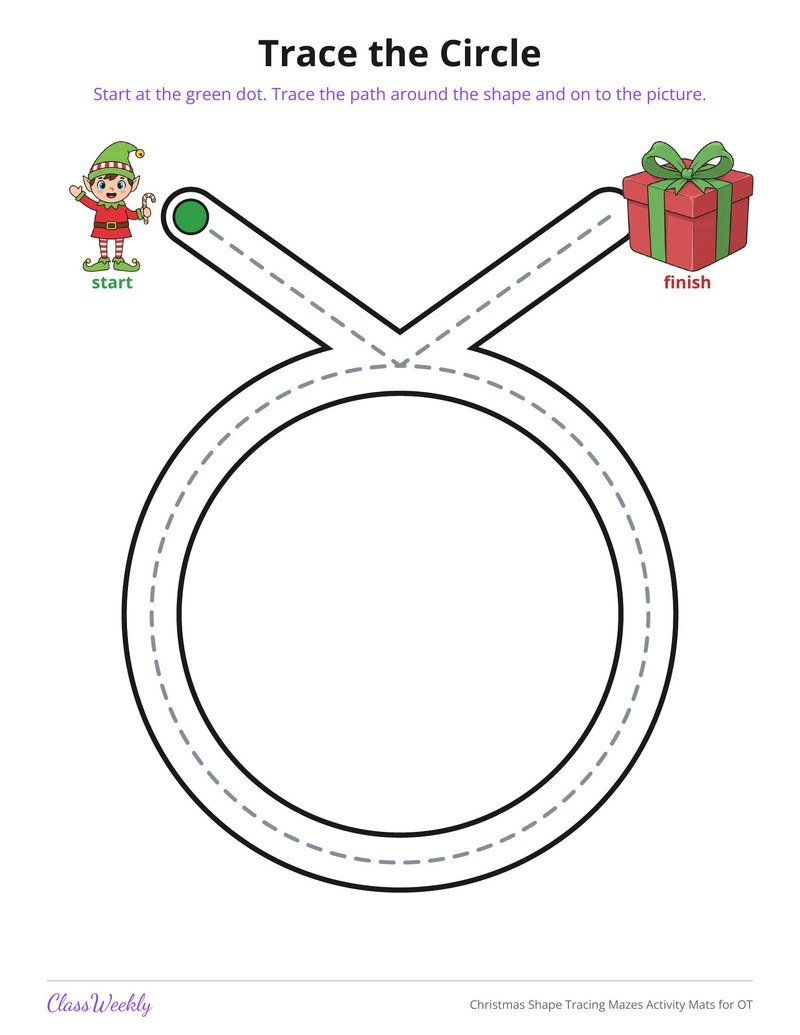 Christmas Shape Tracing Mazes Activity Mats for OT - Page 2