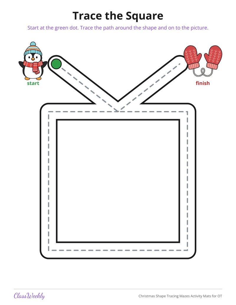 Christmas Shape Tracing Mazes Activity Mats for OT - Page 3