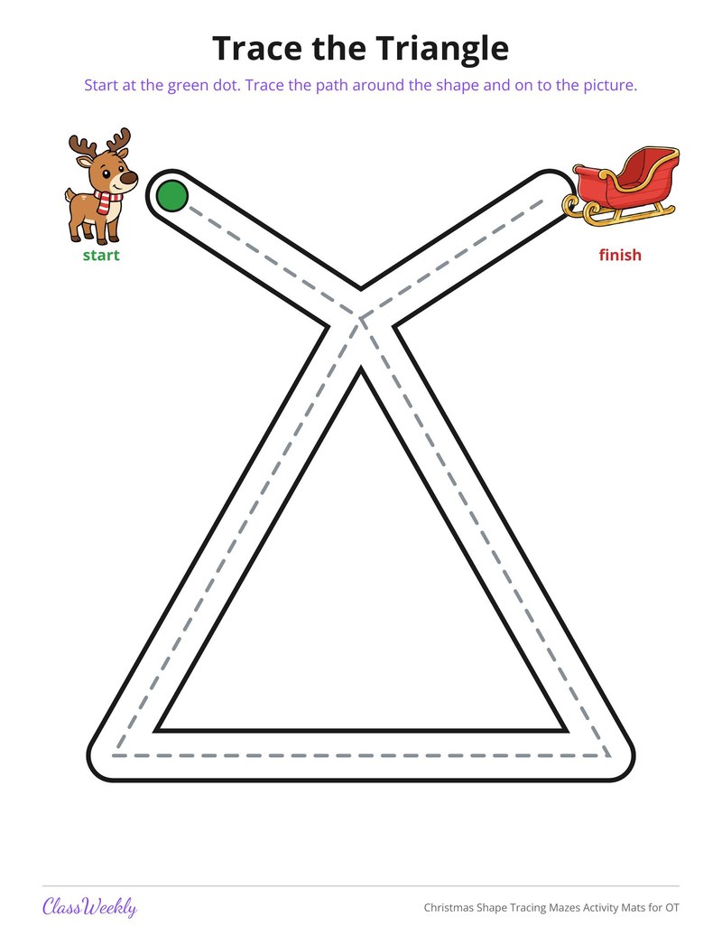 Christmas Shape Tracing Mazes Activity Mats for OT - Page 4