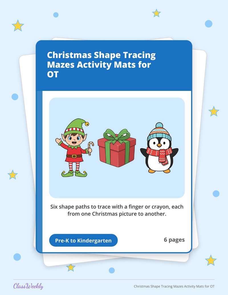 Christmas Shape Tracing Mazes Activity Mats for OT - Page 1