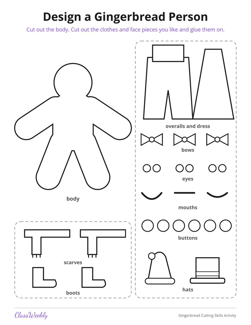Gingerbread Cutting Skills Activity - Page 1