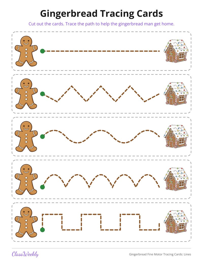 Gingerbread Fine Motor Tracing Cards: Lines - Page 2