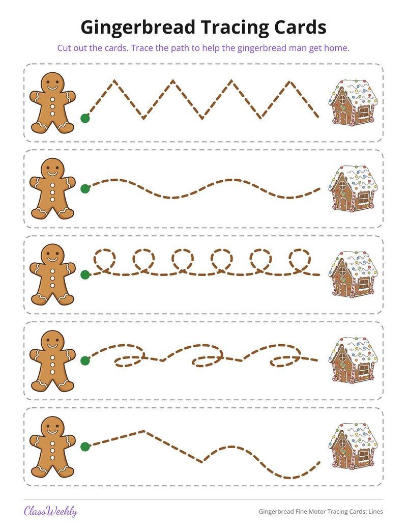 Gingerbread Fine Motor Tracing Cards: Lines - Page 3