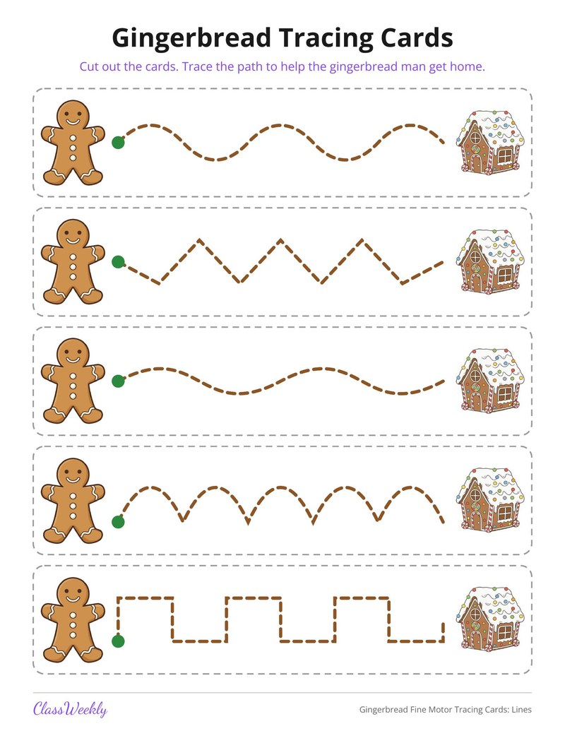 Gingerbread Fine Motor Tracing Cards: Lines - Page 4