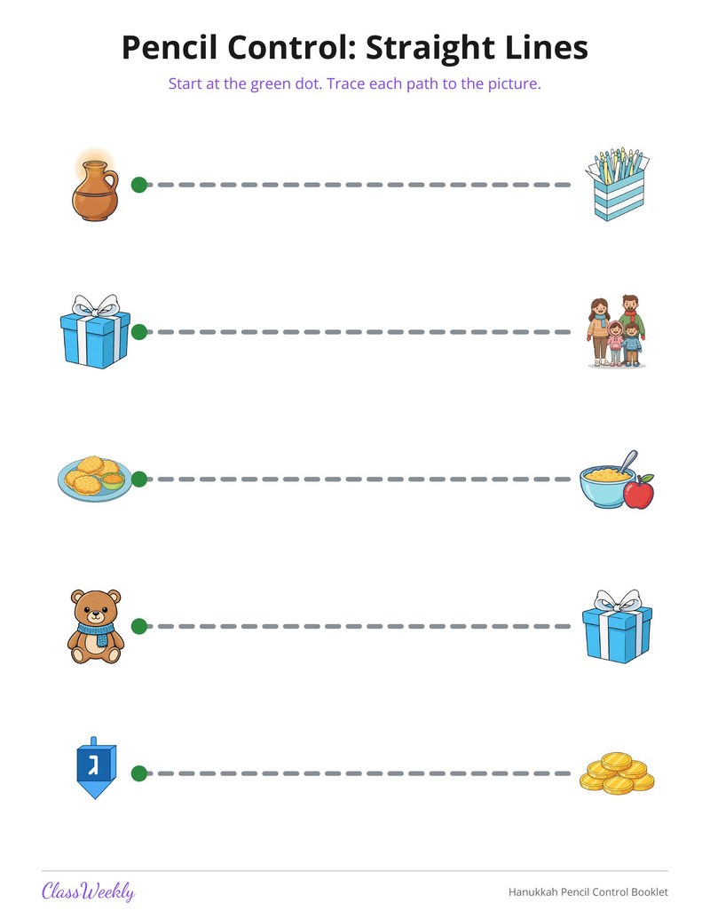 Hanukkah Pencil Control Booklet - Page 2