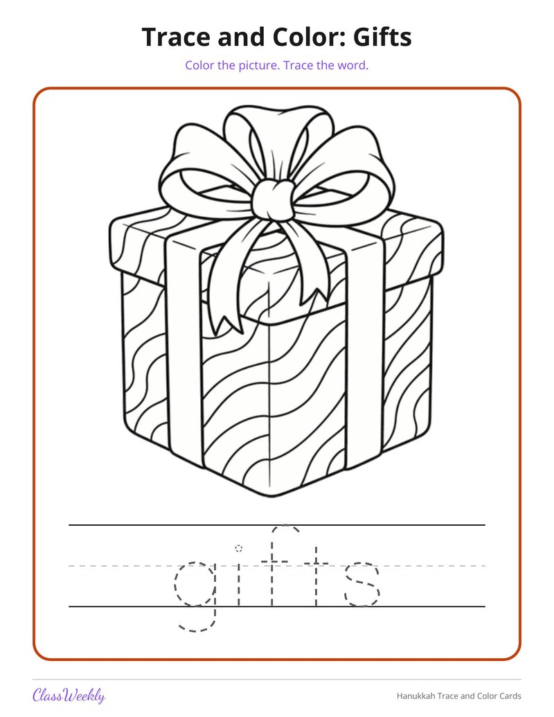 Hanukkah Trace and Color Cards - Page 4