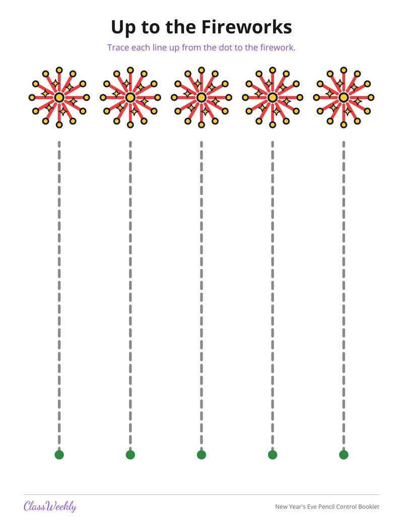 New Year's Eve Pencil Control Booklet - Page 2