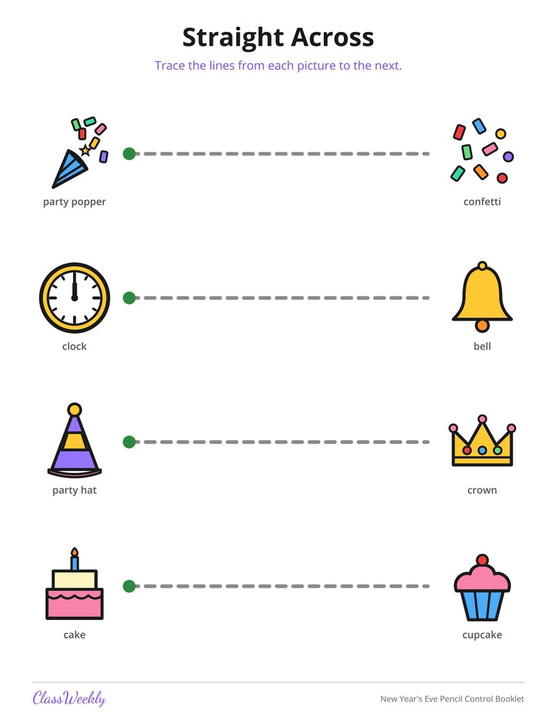 New Year's Eve Pencil Control Booklet - Page 3