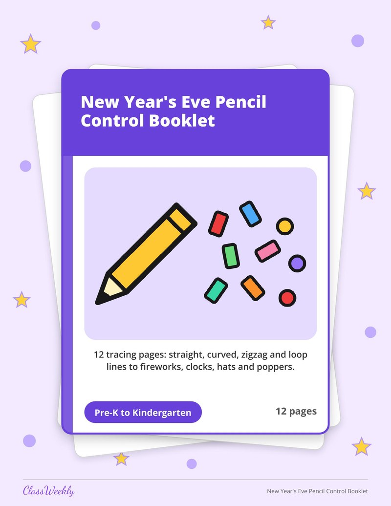 New Year's Eve Pencil Control Booklet - Page 1