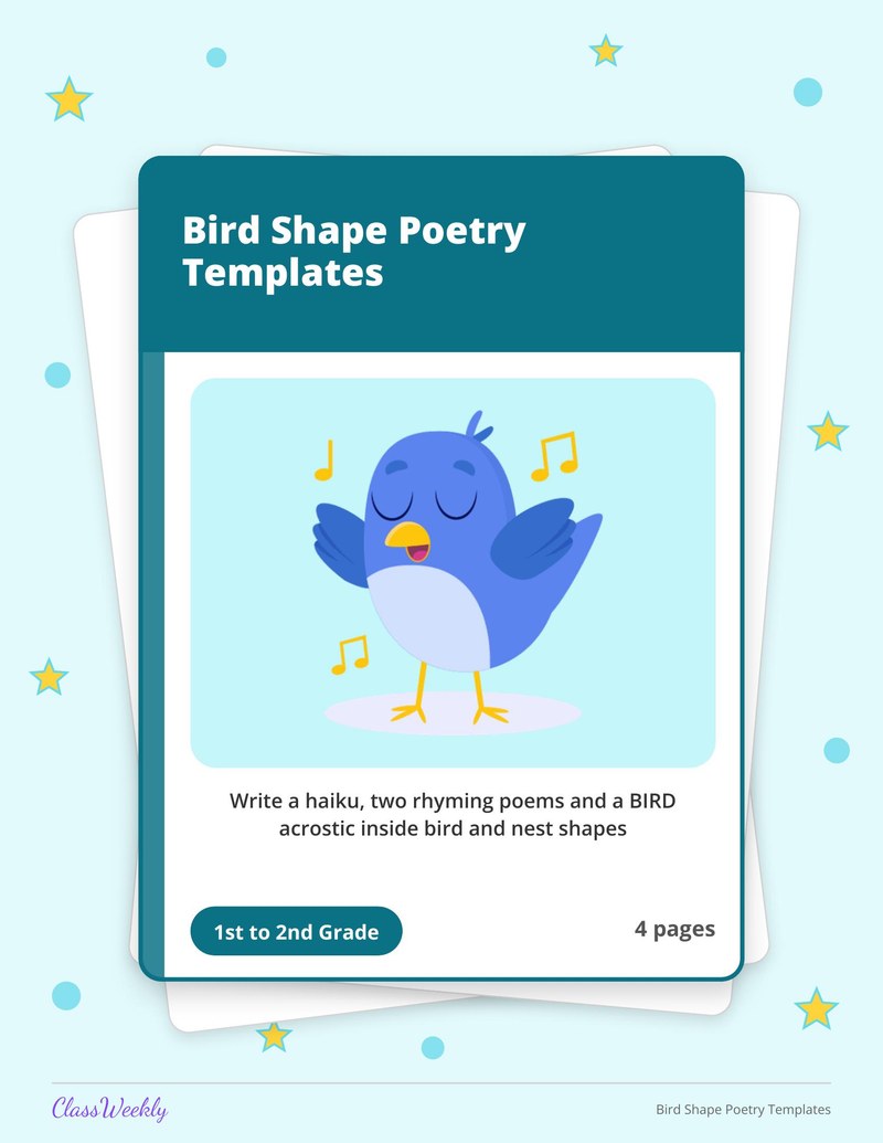 Bird Shape Poetry Templates - Page 1