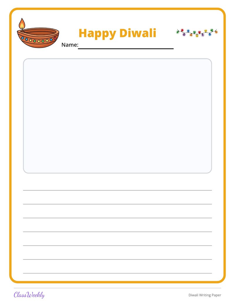 Write Drawing Printable Diwali Writing Paper (K-5)