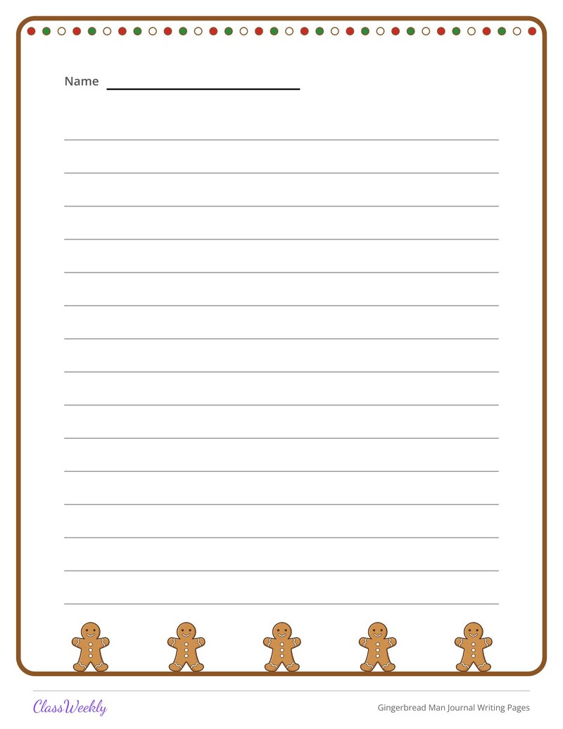 Gingerbread Man Journal Writing Pages - Page 2