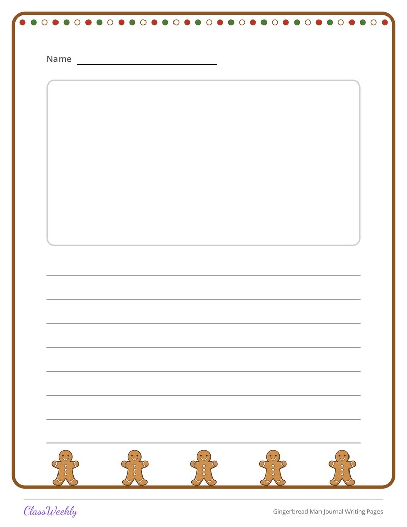 Gingerbread Man Journal Writing Pages - Page 3