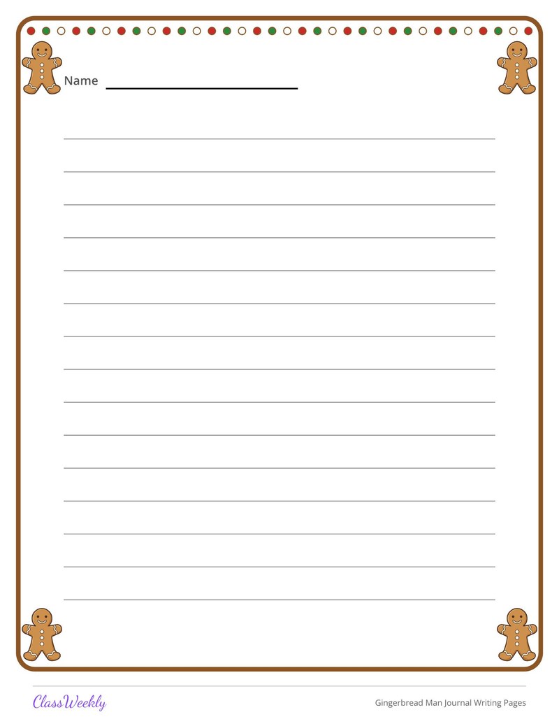 Gingerbread Man Journal Writing Pages - Page 4