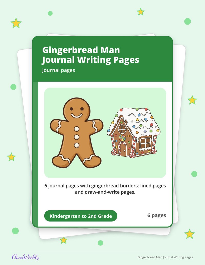 Gingerbread Man Journal Writing Pages - Page 1