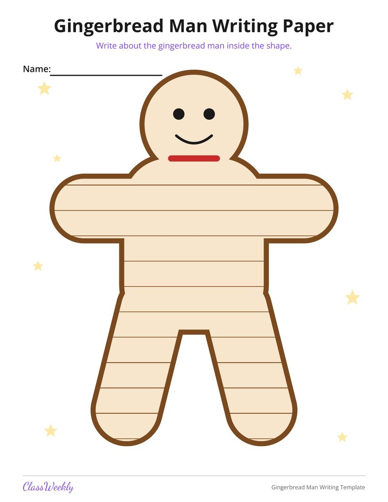 Gingerbread Man Writing Template - Page 1