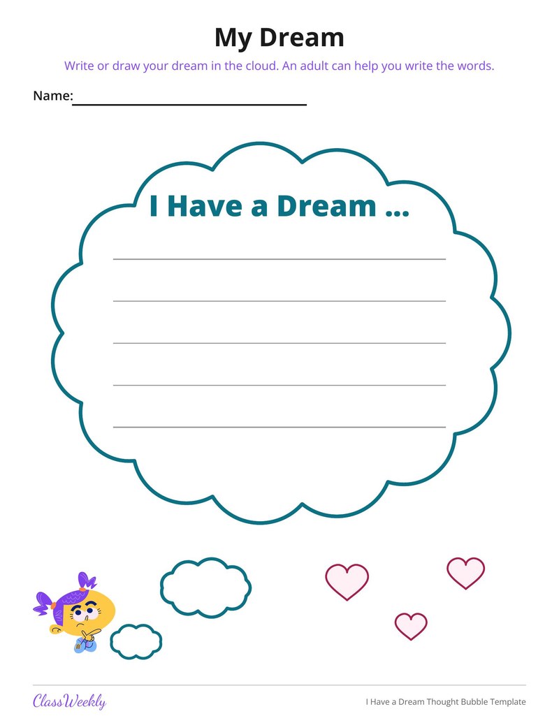 I Have a Dream Thought Bubble Template